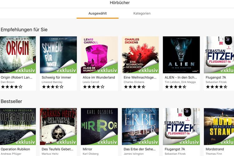 So sieht die Audible-App auf dem Apple iPad aus So sieht die Audible-App auf dem Apple iPad aus