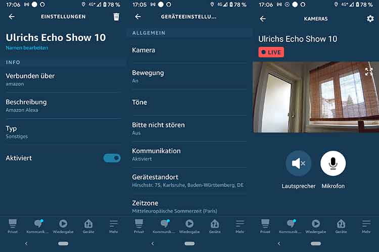 Die Kamera von Echo Show 10 lässt sich auch für die Video-Überwachung einsetzen Die Kamera von Echo Show 10 lässt sich auch für die Video-Überwachung einsetzen
