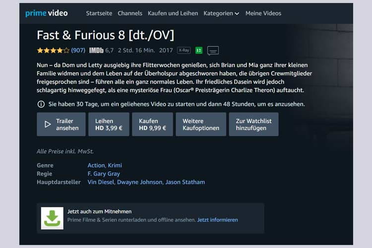 Je nach Film und gebuchtem Abo bietet Amazon unterschiedliche Streaming-Optionen Je nach Film und gebuchtem Abo bietet Amazon unterschiedliche Streaming-Optionen