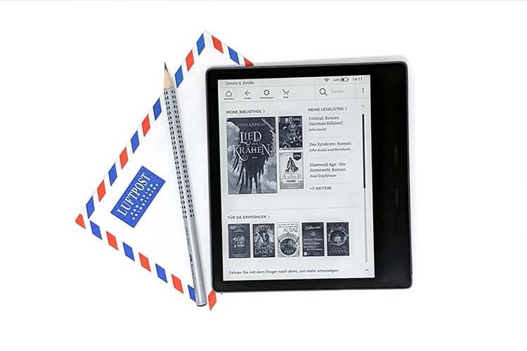Amazon Kindle Oasis fasst in der 32 GB Version tausende von E-Books Amazon Kindle Oasis fasst in der 32 GB Version tausende von E-Books