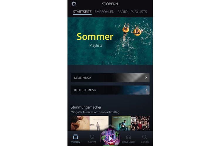 Die Amazon-Startseite vereint die Menüpunkte Start und Browse bei Spotify Die Amazon-Startseite vereint die Menüpunkte Start und Browse bei Spotify