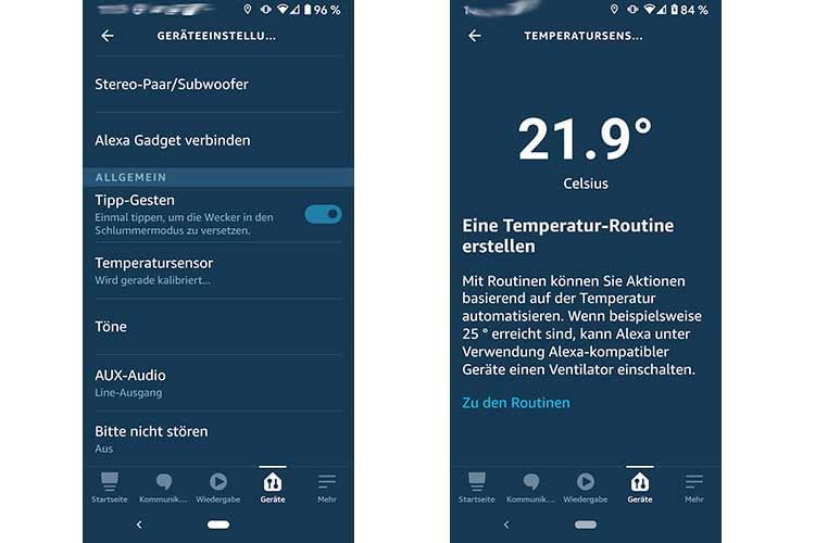 Und er existiert doch? Der Temperatursensor im Amazon Echo 4 gibt sich in der App zu erkennen Und er existiert doch? Der Temperatursensor im Amazon Echo 4 gibt sich in der App zu erkennen