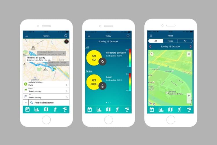 Die Ambiciti App zeigt in Echtzeit die Routen mit der geringsten Luft- und Lärmverschmutzung an Die Ambiciti App zeigt in Echtzeit die Routen mit der geringsten Luft- und Lärmverschmutzung an