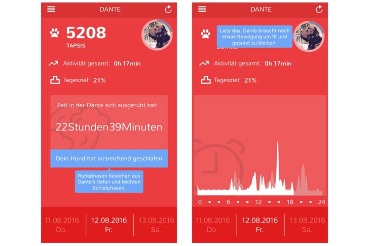 Der Hunde-Fitnesstracker erlaubt Zusammenhänge zwischen Aktivität und Ruhephasen herzustellen Der Hunde-Fitnesstracker erlaubt Zusammenhänge zwischen Aktivität und Ruhephasen herzustellen