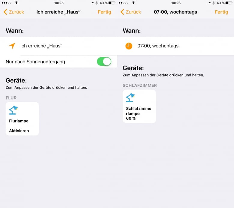 Mit dem Apple TV als HomeKit Hub lassen sich Geräte automatisch nach Tageszeit, Sonnenstand, Standort oder Sensorendaten ansteuern. Mit dem Apple TV als HomeKit Hub lassen sich Geräte automatisch nach Tageszeit, Sonnenstand, Standort oder Sensorendaten ansteuern.