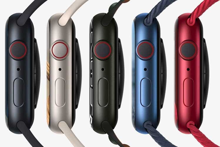 Die Apple Watch 7 gibt es mit Aluminiumgehäuse in fünf verschiedenen Farben Die Apple Watch 7 gibt es mit Aluminiumgehäuse in fünf verschiedenen Farben