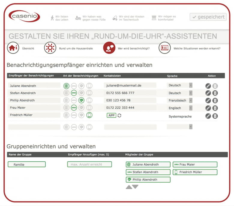 casenio Assistenzsystem - Abbildung Online Service Portal casenio Assistenzsystem - Abbildung Online Service Portal