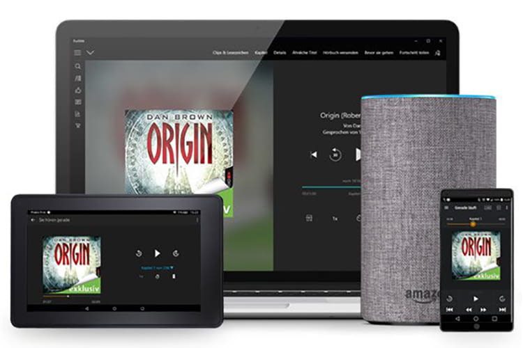 Die Audible Hörbücher können auf Tablet, PC, Smartphone und Amazon Echo abgespielt werden Die Audible Hörbücher können auf Tablet, PC, Smartphone und Amazon Echo abgespielt werden