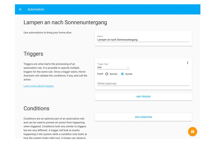 Automationen lassen sich ganz ohne Programmierkenntnisse über die Weboberfläche anlegen Automationen lassen sich ganz ohne Programmierkenntnisse über die Weboberfläche anlegen