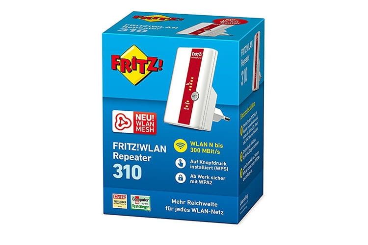 Der AVM FRITZ!WLAN Repeater 310 bietet eine maximale Geschwindigkeit von 300 MBit/s Der AVM FRITZ!WLAN Repeater 310 bietet eine maximale Geschwindigkeit von 300 MBit/s