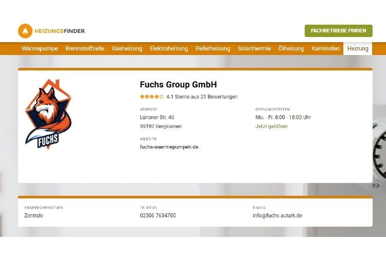 Auch auf heizungsfinder.de bekommt das Unternehmen gute Rezensionen Auch auf heizungsfinder.de bekommt das Unternehmen gute Rezensionen