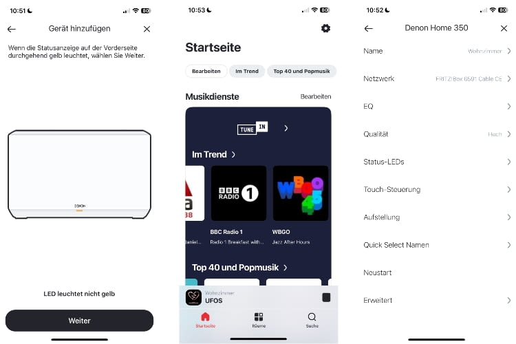 Die HEOS-App erlaubt eine schnelle Einrichtung, im Alltag nutzten wir sie aber kaum Die HEOS-App erlaubt eine schnelle Einrichtung, im Alltag nutzten wir sie aber kaum