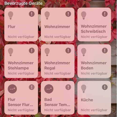 Der Schnellzugriff zeigt die HomeKit-Favoriten an Der Schnellzugriff zeigt die HomeKit-Favoriten an