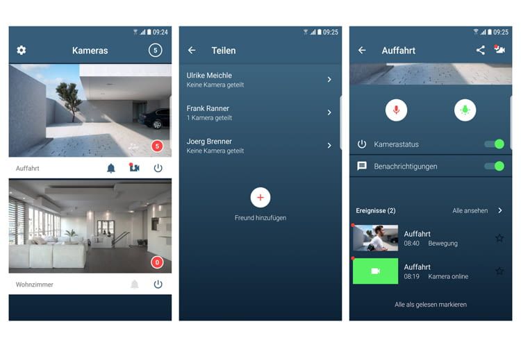Mit der Bosch Smart Home App, lassen sich alle vernetzten Kameras im Überblick anzeigen Mit der Bosch Smart Home App, lassen sich alle vernetzten Kameras im Überblick anzeigen