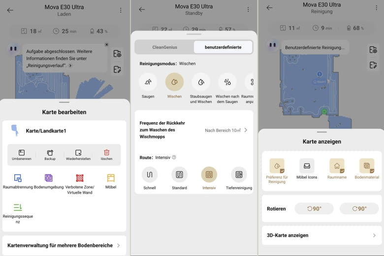 In der App lassen sich z. B. Hindernisse vordefinieren In der App lassen sich z. B. Hindernisse vordefinieren