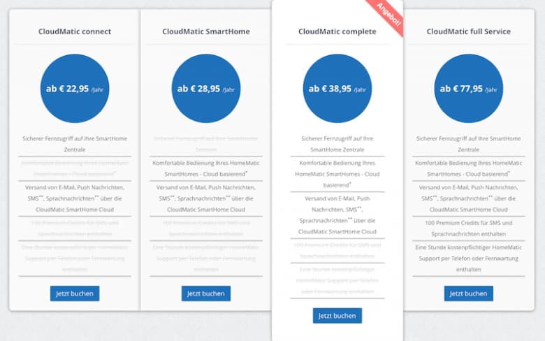 CloudMatic Preise: connect, SmartHome, complete und full Service CloudMatic Preise: connect, SmartHome, complete und full Service