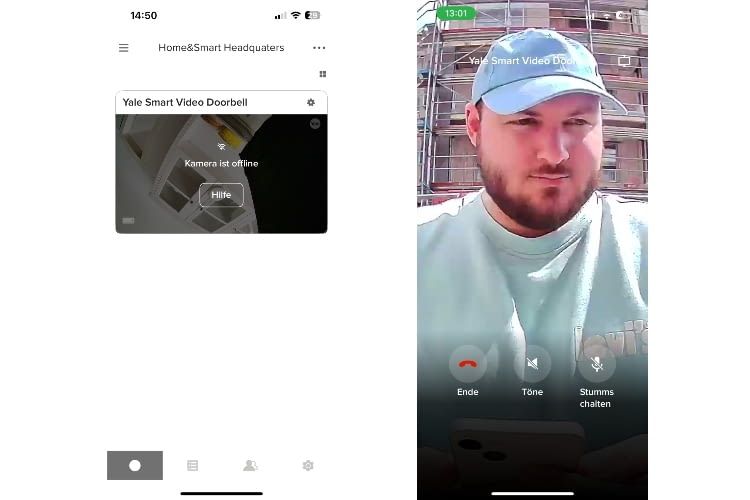 Die Yale Home App ist übersichtlich und die Video Türklingel liefert ein gutes Bild Die Yale Home App ist übersichtlich und die Video Türklingel liefert ein gutes Bild
