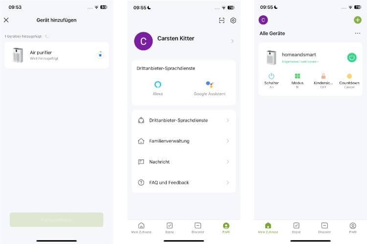 Die App für den Morento Luftreiniger ist gut verständlich und übersichtlich gestaltet Die App für den Morento Luftreiniger ist gut verständlich und übersichtlich gestaltet