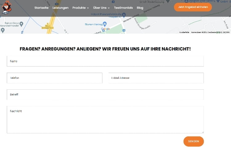 Auf der Website der Fuchs Group gibt es nur das klassische Kontaktformular Auf der Website der Fuchs Group gibt es nur das klassische Kontaktformular