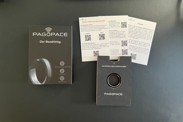 Der Pagopace NFC-Ring ist schlicht verpackt. Der Pagopace NFC-Ring ist schlicht verpackt.
