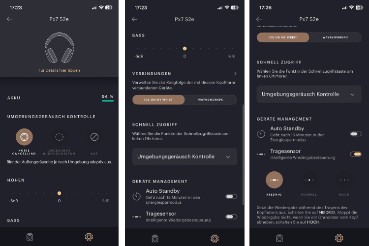 Die App ermöglichte einfache Einstellungen der verschiedenen Funktionen Die App ermöglichte einfache Einstellungen der verschiedenen Funktionen