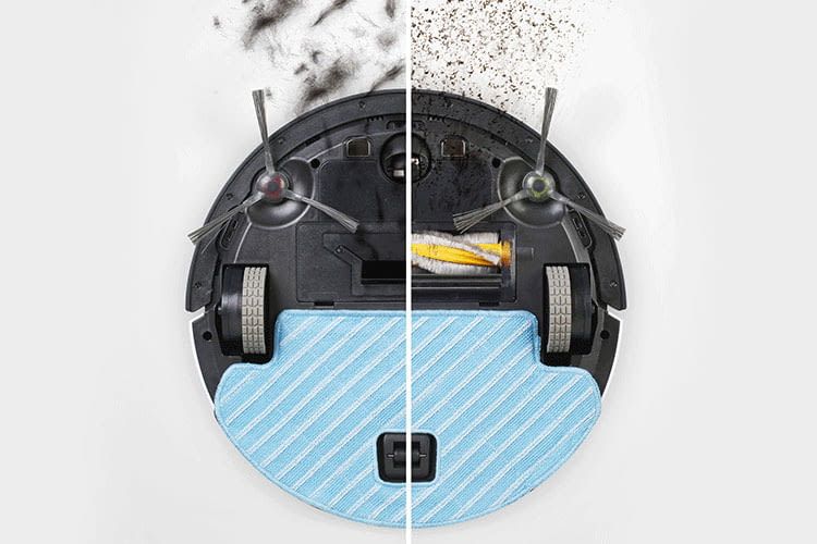 Anwender können beim ECOVAC Deebot Ozmo 610 entscheiden, ob sie mit oder ohne Bürste reinigen wollen Anwender können beim ECOVAC Deebot Ozmo 610 entscheiden, ob sie mit oder ohne Bürste reinigen wollen
