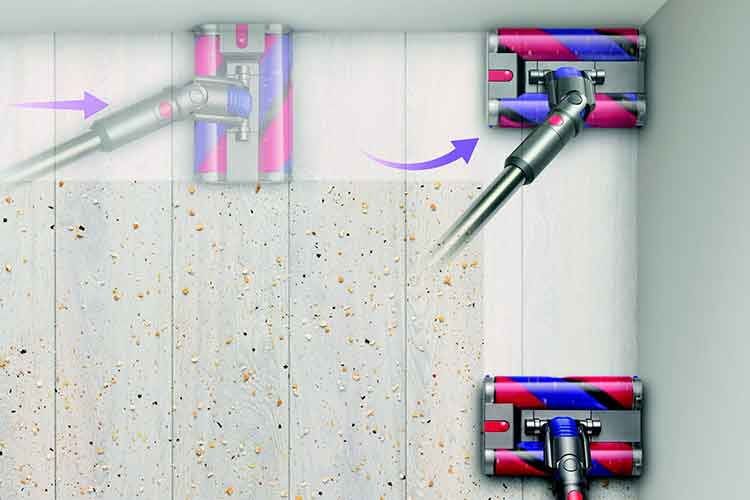 Die 360° bewegliche Bodendüse von Dyson omni-glide gleitet mühelos in alle Richtungen Die 360° bewegliche Bodendüse von Dyson omni-glide gleitet mühelos in alle Richtungen