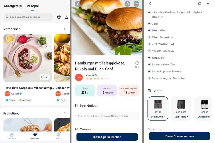 Die App bietet verschiedene Inspirationen zum Kochen Die App bietet verschiedene Inspirationen zum Kochen