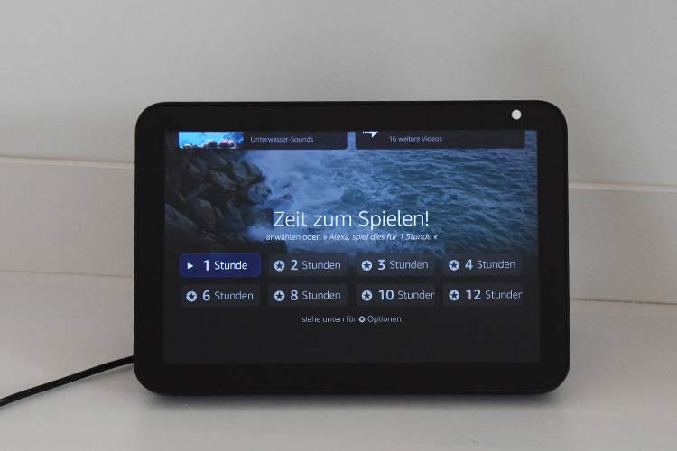 Bei den Echo Show Standard-Bildschirmschonern gibt es aktuell 8 wählbare Zeiteinstellungen Bei den Echo Show Standard-Bildschirmschonern gibt es aktuell 8 wählbare Zeiteinstellungen