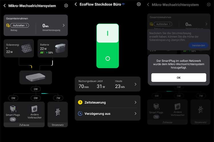 In der App konnten wir den Wechselrichter, die Powerbank und den Smart Plug von EcoFlow aufnehmen In der App konnten wir den Wechselrichter, die Powerbank und den Smart Plug von EcoFlow aufnehmen