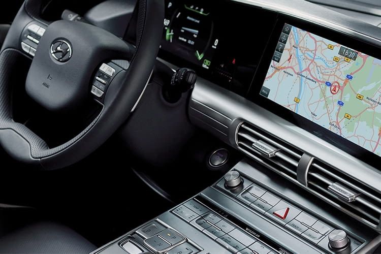 Das Cockpit des Hyundai Nexo - mit beheizbarem Lenkrad Das Cockpit des Hyundai Nexo - mit beheizbarem Lenkrad