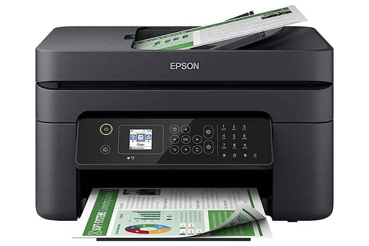 Der Multifunktionsdrucker Epson WorkForce WF-2830DWF ist Farbdrucker, Scanner, Kopierer und Fax-Gerät in einem Der Multifunktionsdrucker Epson WorkForce WF-2830DWF ist Farbdrucker, Scanner, Kopierer und Fax-Gerät in einem