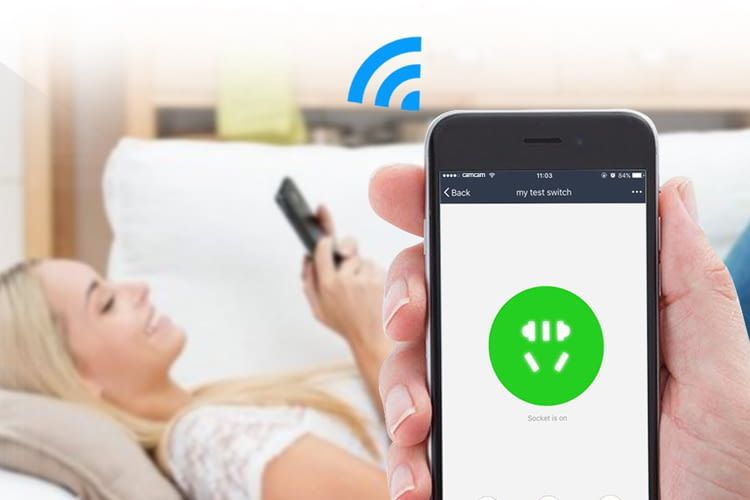 Der Esolom-Zwischenstecker lässt sich per App oder per Sprachbefehl steuern Der Esolom-Zwischenstecker lässt sich per App oder per Sprachbefehl steuern