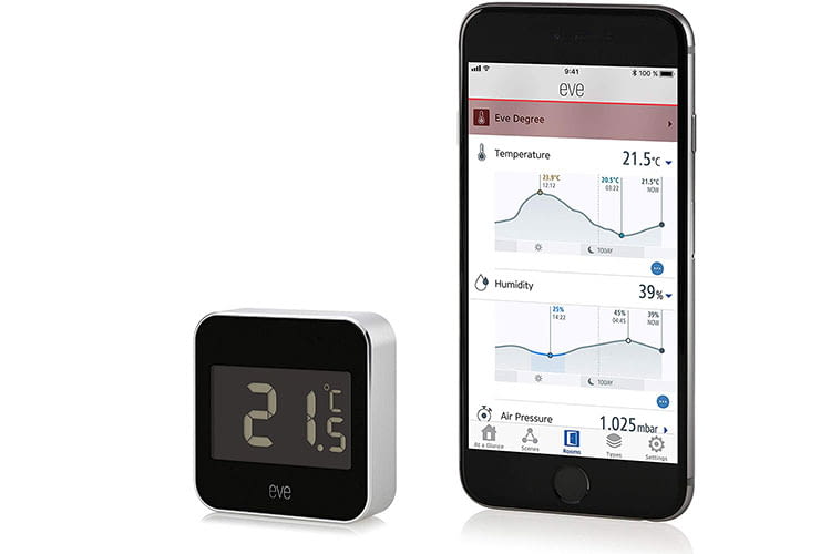 Durch die Eve App können detaillierte Zeitverläufe der gesammelten Werte betrachtet werden Durch die Eve App können detaillierte Zeitverläufe der gesammelten Werte betrachtet werden