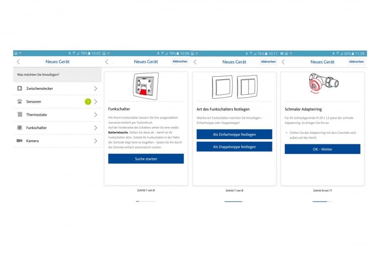 Hilfe und Anleitung zur Installation der Geräte gibt es auch auf der App Hilfe und Anleitung zur Installation der Geräte gibt es auch auf der App
