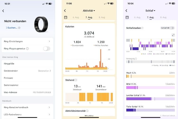 Die RingConnn App ist übersichtlich gestaltet und liefert wichtige Informationen zum eigenen Körper Die RingConnn App ist übersichtlich gestaltet und liefert wichtige Informationen zum eigenen Körper