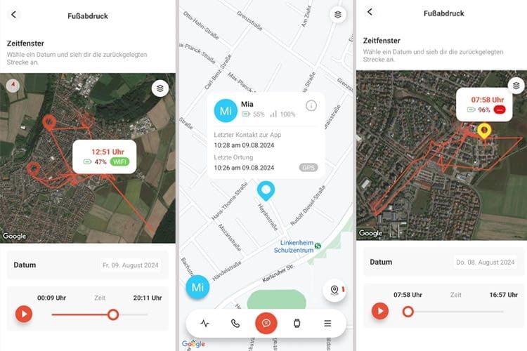 Hier ist der Routenverlauf am Ende verschiedener Tage zu sehen Hier ist der Routenverlauf am Ende verschiedener Tage zu sehen