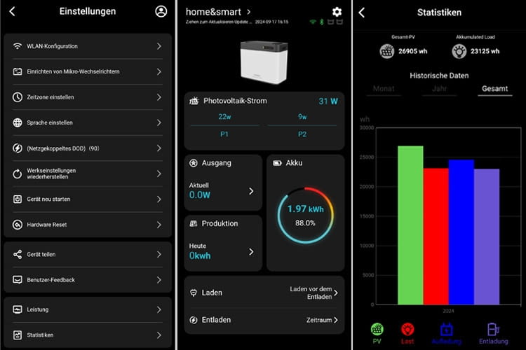 Hier sind einige der App-Einstellungen zu sehen Hier sind einige der App-Einstellungen zu sehen