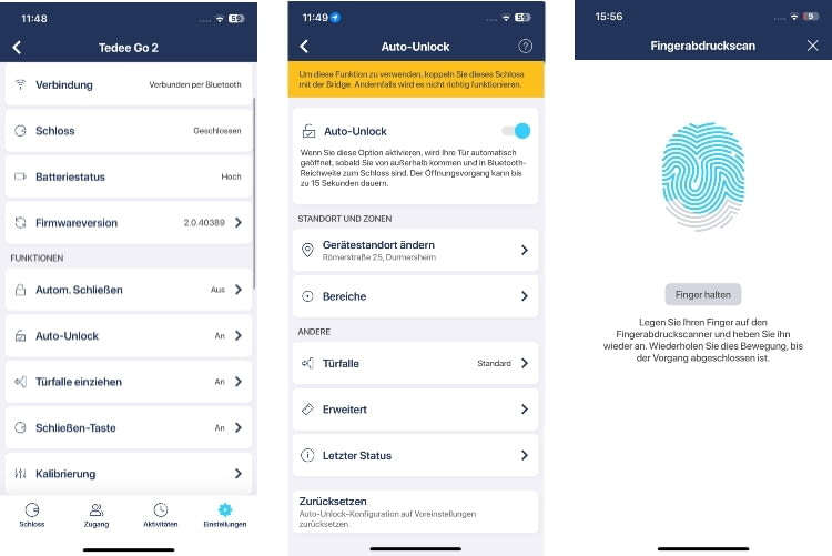 Die tedee App ist einfach gehalten und übersichtlich Die tedee App ist einfach gehalten und übersichtlich