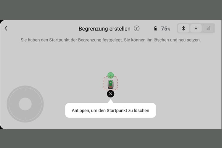 Zur Grenzerstellung wird der graue, runde Joystick (links) verwendet Zur Grenzerstellung wird der graue, runde Joystick (links) verwendet