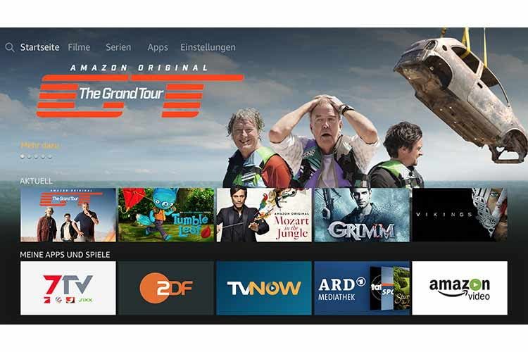 Der Home-Screen von Fire TV mit Amazon Prime Filmen und Fire TV Apps Der Home-Screen von Fire TV mit Amazon Prime Filmen und Fire TV Apps