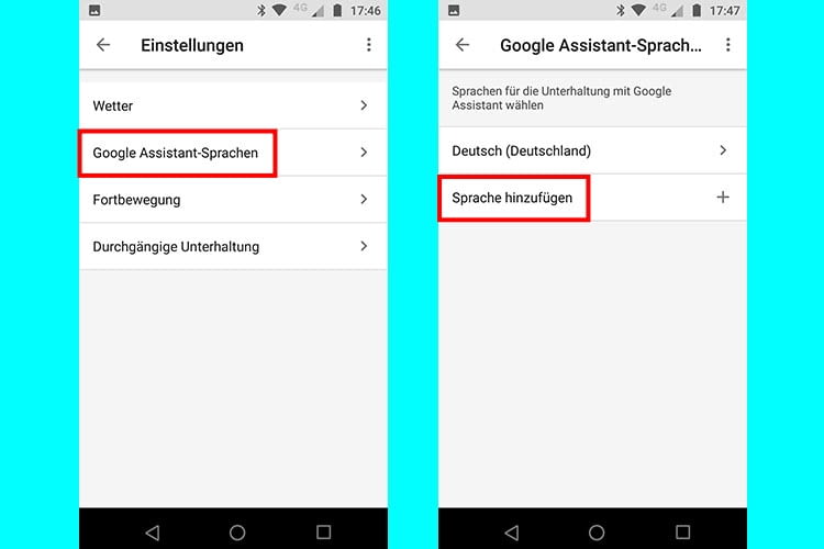 Im Menüpunkt „Google Assistant-Sprachen“ in der Google Home-App können neue Sprachen hinzugefügt werden Im Menüpunkt „Google Assistant-Sprachen“ in der Google Home-App können neue Sprachen hinzugefügt werden