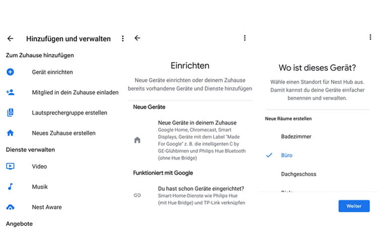 Die Geräte-Einrichtung funktioniert bei der Google Home App übersichtlich und intuitiv Die Geräte-Einrichtung funktioniert bei der Google Home App übersichtlich und intuitiv