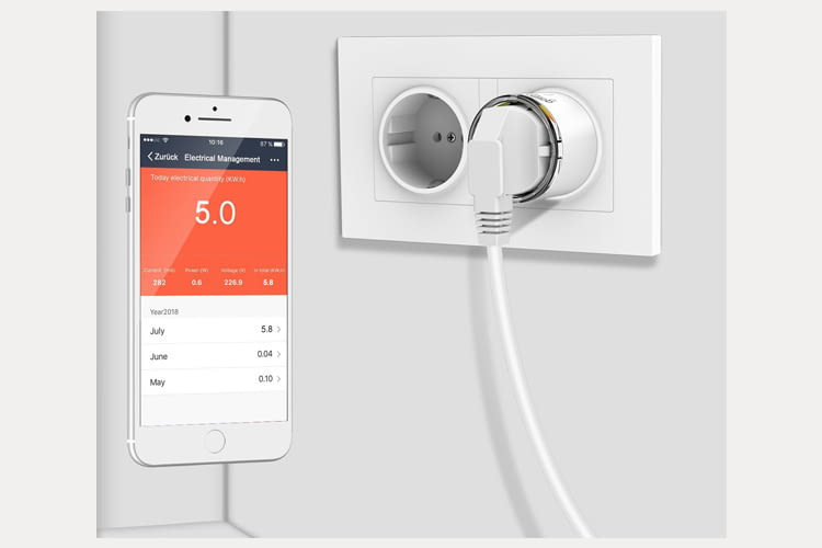 Per App lässt sich der Energieverbrauch des angeschlossenen Haushaltsgerätes anzeigen Per App lässt sich der Energieverbrauch des angeschlossenen Haushaltsgerätes anzeigen