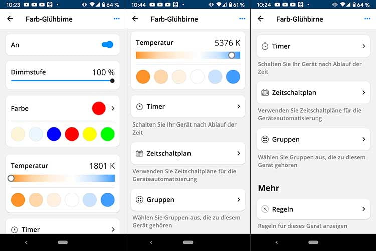 In der SMART HOME by hornbach App können Nutzerfür die FLAIR VIYU Smart LED Lampe Regeln, Zeitschaltpläne und Timer erstellen In der SMART HOME by hornbach App können Nutzerfür die FLAIR VIYU Smart LED Lampe Regeln, Zeitschaltpläne und Timer erstellen