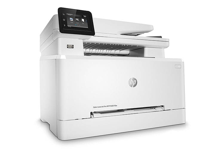 Der HP Color LaserJet Pro-MFP M281fdw druckt, scannt, kopiert und faxt Der HP Color LaserJet Pro-MFP M281fdw druckt, scannt, kopiert und faxt