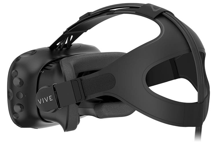 Im Zubehör der HTC VIVE VR-Brille befindet sich ein Gesichtspolster, Riemen verteilen das Gewicht auf den Kopf Im Zubehör der HTC VIVE VR-Brille befindet sich ein Gesichtspolster, Riemen verteilen das Gewicht auf den Kopf