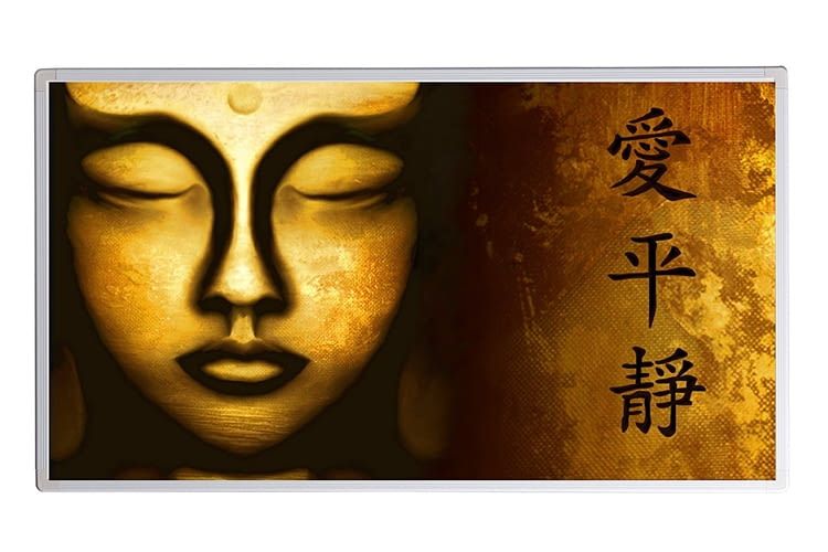 Auch Buddha kann das IR-Heizpanel in Bad oder Wohnzimmer zieren Auch Buddha kann das IR-Heizpanel in Bad oder Wohnzimmer zieren