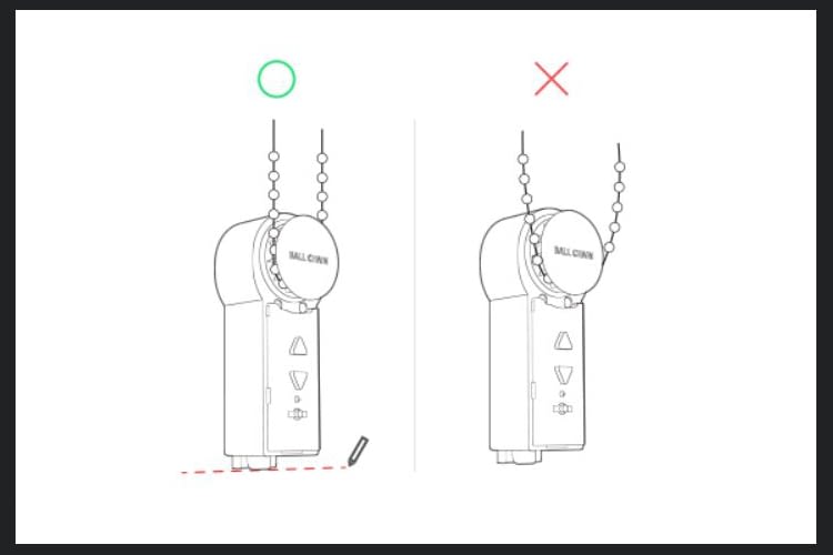 Der Rollo-Motor sollte die Kette leicht unter Spannung halten Der Rollo-Motor sollte die Kette leicht unter Spannung halten