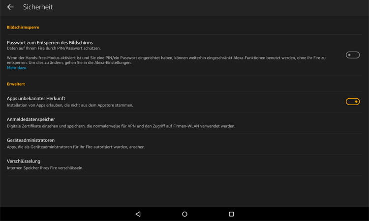 Installation von Apps erlauben Installation von Apps erlauben